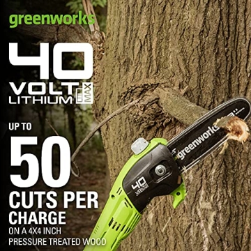 Lightweight Greenworks 40V 8-Inch Cordless Polesaw