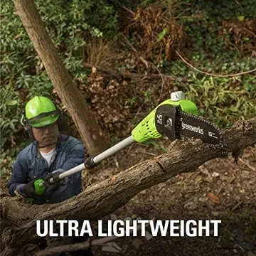 Lightweight Greenworks 40V 8-Inch Cordless Polesaw