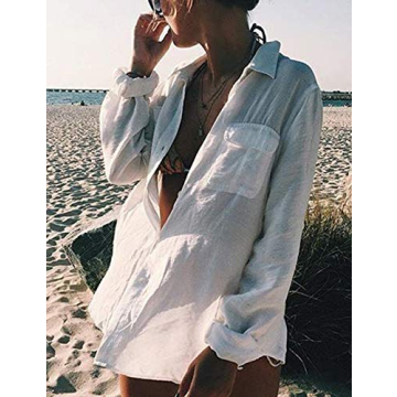 Bsubseach Women's Long Sleeve Beach Shirt Bikini Cover Up