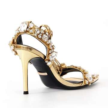 Elegant Black Gold Strappy Stiletto Sandals for Women