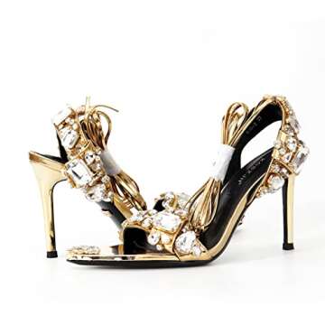 Elegant Black Gold Strappy Stiletto Sandals for Women