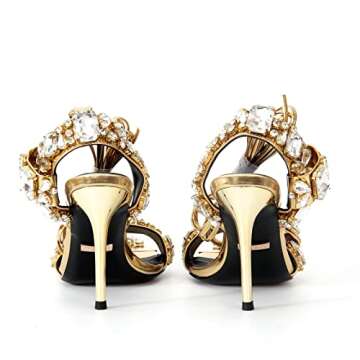 Elegant Black Gold Strappy Stiletto Sandals for Women