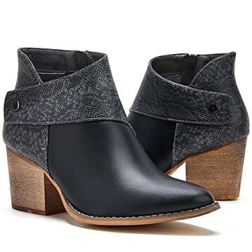 TINSTREE Women's Heel Ankle Booties: Stylish Pointed Toe Design