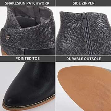 Stylish TINSTREE Women's Ankle Booties with Mid Heel