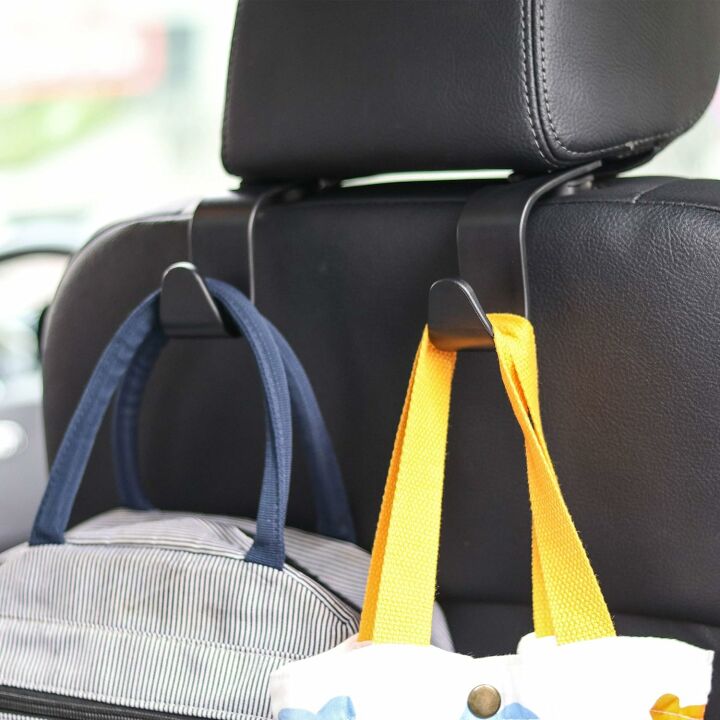 Amooca 4 Pack Car Headrest Hooks for Handbag Storage