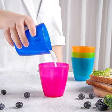 Honla 8 oz Kids Cups,Set of 20 Small Plastic Cups for Kids,BPA Free Cups,Dishwasher Safe,Reusable an...