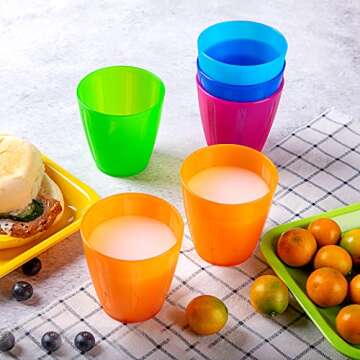 Honla 8 oz Kids Cups,Set of 20 Small Plastic Cups for Kids,BPA Free Cups,Dishwasher Safe,Reusable and Unbreakable Children Drinking Cups Tumblers in 5 Assorted Colors