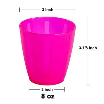 Honla 8 oz Kids Cups,Set of 20 Small Plastic Cups for Kids,BPA Free Cups,Dishwasher Safe,Reusable and Unbreakable Children Drinking Cups Tumblers in 5 Assorted Colors