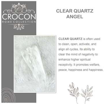 Clear Quartz Gemstone Pocket Angel Healing Figurine, Hand Carved Guardian Angel - Crystals for Posit...