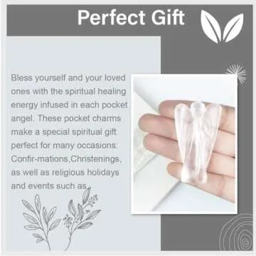 Clear Quartz Gemstone Pocket Angel Healing Figurine, Hand Carved Guardian Angel - Crystals for Positive Energy, Handmade Mini Statue for Love, Peace & Healing, Natural Gemstone Healing Figurine