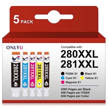 ONLYU Compatible Ink Cartridge Replacement for Canon 280 281 - 5 Pack