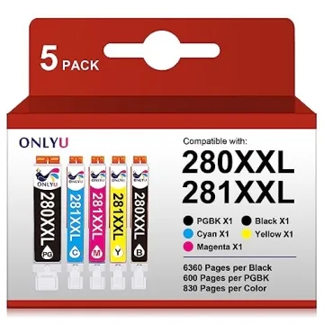 ONLYU Compatible Ink Cartridge Replacement for Canon 280 281 - 5 Pack