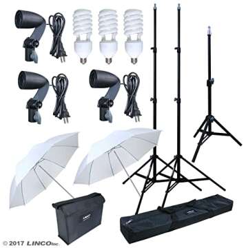 LINCO Lincostore 600W Photography Photo Video Portrait Studio Day Light Umbrella Continuous Lighting Kit AM153