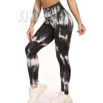 KIWI RATA Women's Tie-dye Leggings High Waisted Tummy Control Yoga Pants Bomm Booty Butt Lift Leggin...