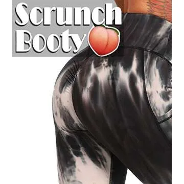 KIWI RATA Women's Tie-dye Leggings High Waisted Tummy Control Yoga Pants Bomm Booty Butt Lift Leggings Workout Sports Tights