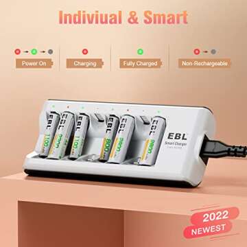 EBL Rechargeable AA Batteries 2300mAh Long Lasting Battery (8 Counts) with Battery Charger for AA AAA Batteries