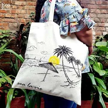 Ecoright Aesthetic Canvas Tote Bag for Women, Reusable Cotton Tote Bag for Grocery, Shopping, Valentine gift for her