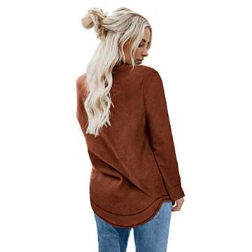 Dofaoo Tunic Tops for Leggings for Women Long Sleeve Shirts Chic Sweatshirt Dressy Caramel L