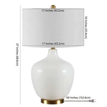 SAFAVIEH Lighting Collection Eugenie Modern Contemporary Antique White Glass Gourd 27-inchBedroom Living Room Home Office Desk Nightstand Table Lamp (LED Bulb Included)