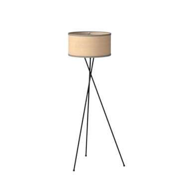 Brightech Jaxon LED Floor lamp, Modern Lamp for Living Rooms & Offices, Tall Lamp with Contemporary Drum Shade, Gold Tripod Standing Lamp for Bedroom Reading, Great Living Room Decor - Black