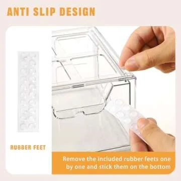 Stebopum 6 Pack Stackable Makeup Organizer, 4.4'' Tall Acrylic Bathroom Makeup Organizer and Storage Drawer with Pull-out Handle, Clear Plastic Storage Bins for Vanity,Pantry,Desk,Undersink,Kitchen