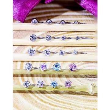 Kridzisw 20G Nose Ring Stud Piercing jewelry for Women 316L Stainless Surgical Steel Heart Star L Shaped Bent Curved Hyopallergenic Nose nostril Ring Stud Set Pirecing Jewelry men 1.5mm 2mm 2.5mm 3mm