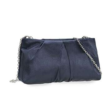 CHARMING TAILOR Evening Bag Women Wedding Party Handbag Small Dressy Formal Purse Pleated Satin Clut...