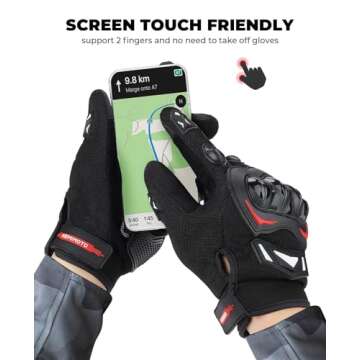 KEMIMOTO Motorcycle Gloves for Men, Touchscreen Cycling Gloves for Outdoor Sports On-Road/Off-Road/M...