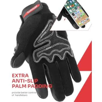 KEMIMOTO Motorcycle Gloves for Men, Touchscreen Cycling Gloves for Outdoor Sports On-Road/Off-Road/Mountain Motorcycle Motorcross Motorbike Dirt Bike Bicycle Racing ATV UTV, L, Black