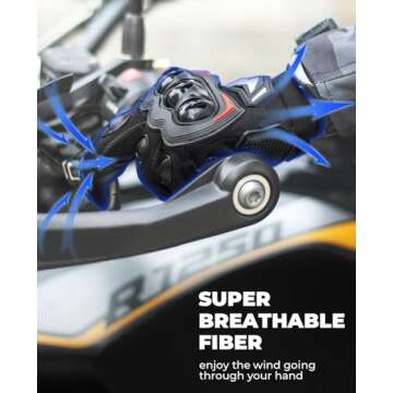 KEMIMOTO Motorcycle Gloves for Men, Touchscreen Cycling Gloves for Outdoor Sports On-Road/Off-Road/Mountain Motorcycle Motorcross Motorbike Dirt Bike Bicycle Racing ATV UTV, L, Black