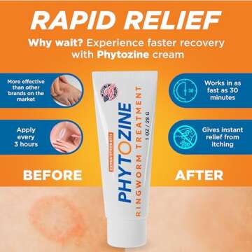Phytozine - Extra Strength Antifungal Ringworm Treatment Cream for Humans - Powerful Antifungal Cream- Effective Athlete's Foot Treatment with Tolnaftate and Natural Oils for Adults and Kids (1 Ounce)