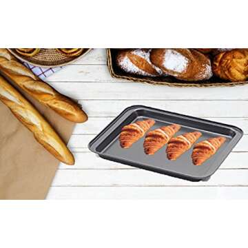 SS&CC Little Small Baking Sheets Nonstick Set of 2 (9.5inch X 7.1inch) 8 Inch Nonstick Baking Toaster Oven Tray Cookie Sheets, 1 or 2 Person Household