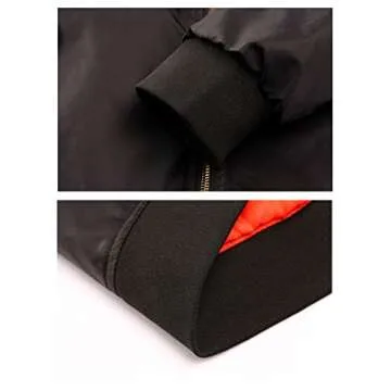 TACVASEN Men's Stylish Black Bomber Jacket for Winter