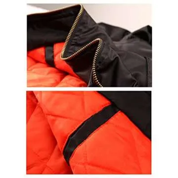 TACVASEN Men's Stylish Black Bomber Jacket for Winter