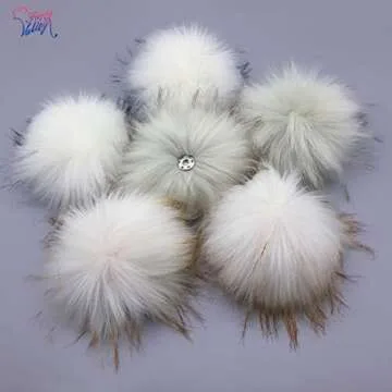 Furryvalley Faux Fur Pompom 6pcs DIY Crafts Fluffy Balls for Hat Shoes Scarves with Snap Fastener Removable Knitting Hat Horse Riding Hat Silk Accessories 6 Inch Extra Large (3 Mix Colors)