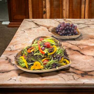 Wooden Bowl Set of 2, Decorative Heart Shaped Server for Food, Salad, Nut Mixes, Candle Display, Ver...