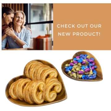 Wooden Bowl Set of 2, Decorative Heart Shaped Server for Food, Salad, Nut Mixes, Candle Display, Versatile, Use as a Jewelry, Coin Catchall Dish, Add Heart to Culinary Creations, Acacia Wood