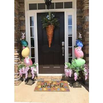 Easter Coir Doormat Spring Welcome Mat - Colorful Easter Eggs Front Door Mat Indoor Outdoor Entrance...