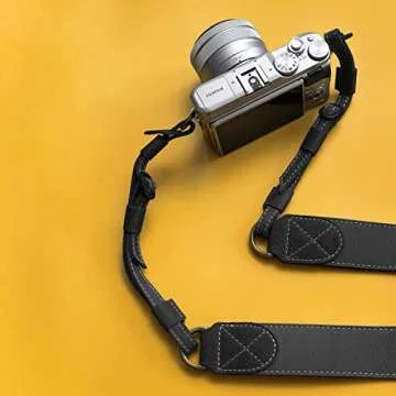 MegaGear SLR, DSLR Sierra Series Genuine Leather Camera Shoulder Strap, Black