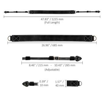 MegaGear SLR, DSLR Sierra Series Genuine Leather Camera Shoulder or Neck Strap, Black