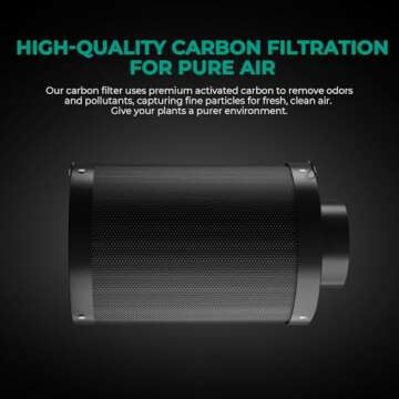 MARS HYDRO 4 Inch Carbon Filter, Inline Air Filter Odor Control with Australian Virgin Charcoal, Carbon Filter for Inline Fan, Grow Tent, Hydroponics, Pre-Filter Included, Reversible Flange
