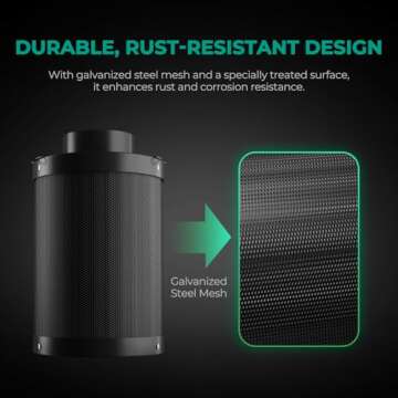 MARS HYDRO 4 Inch Carbon Filter, Inline Air Filter Odor Control with Australian Virgin Charcoal, Carbon Filter for Inline Fan, Grow Tent, Hydroponics, Pre-Filter Included, Reversible Flange