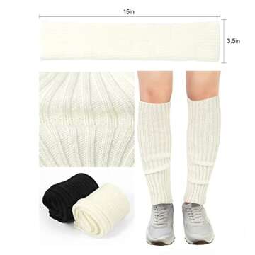 Junely Leg Warmers 80s Knit Leg Warmer Gothic Legwarmers Neon for 80s Party Halloween Ballet Dance Figure Skating Ice Skating Black White