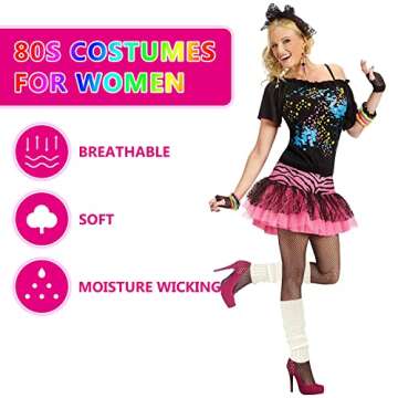 Junely Leg Warmers 80s Knit Leg Warmer Gothic Legwarmers Neon for 80s Party Halloween Ballet Dance Figure Skating Ice Skating Black White