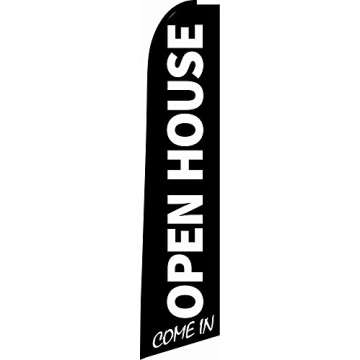 BER Products "Open House" Swooper Feather Flag Replacement, 15ft (Black)