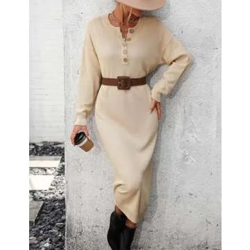 Flygo Womens Cozy Midi Sweater Dress for All Occasions