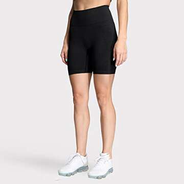 Aoxjox Vital Seamless Workout Biker Shorts for Women Tummy Control High Waisted Exercise Booty Running Short 5" (Vital New Black Marl, Small)