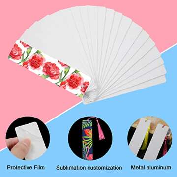 50 Customizable Sublimation Bookmarks with Colorful Tassels for DIY