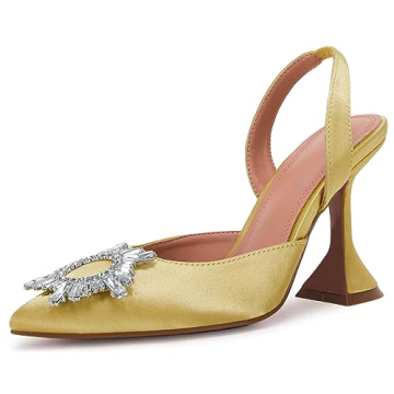 VETASTE Women's High Heel Crystal Slingback Pumps Pointed Toe Strappy Triangle Heeled Party Wedding ...