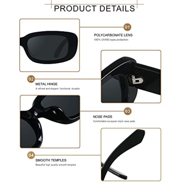 ANDWOOD Retro Rectangle Sunglasses Women Stylish UV Protection